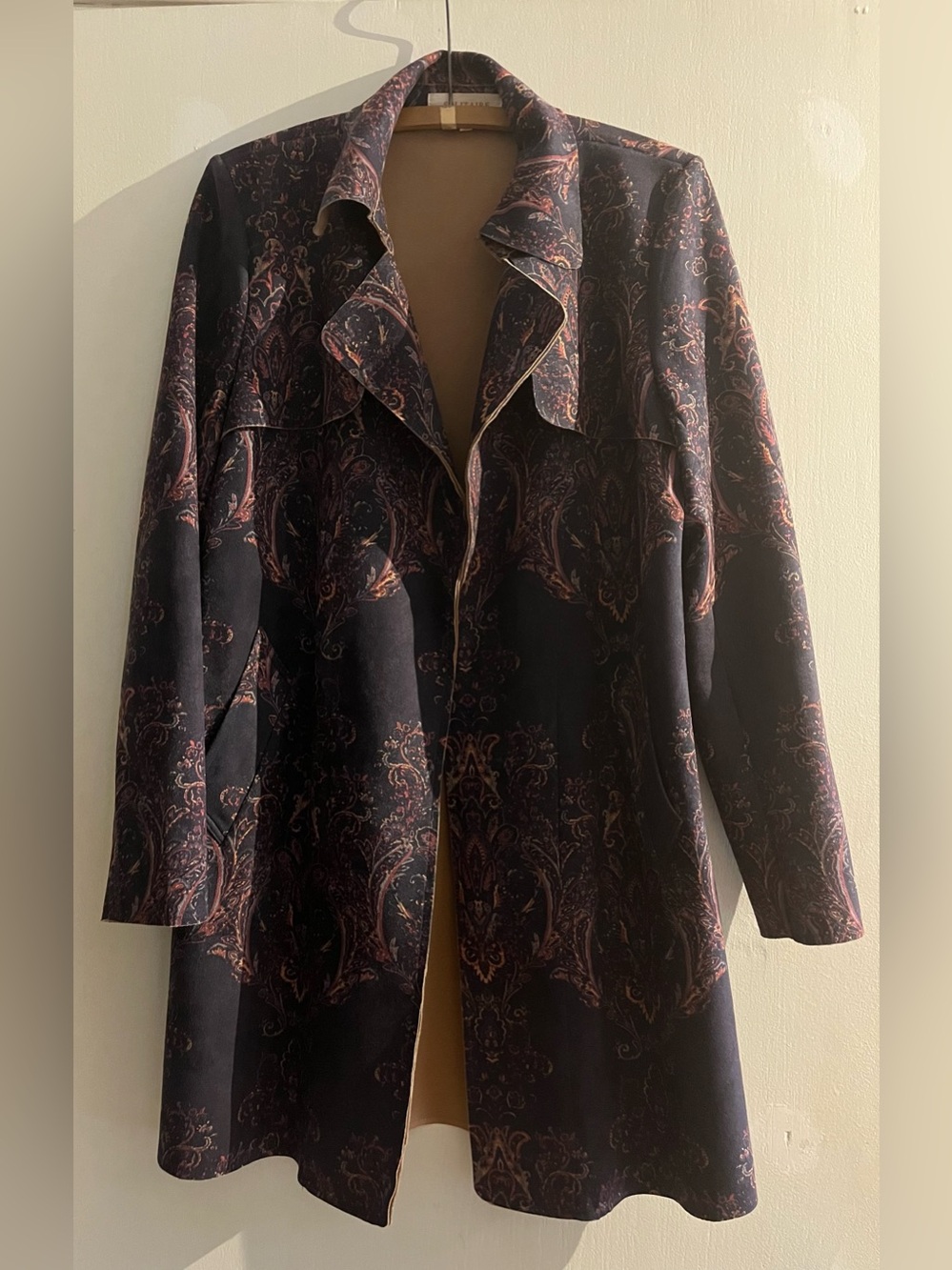 Anthropologie Solitaire Paisley Faux Suede Coat  Size S